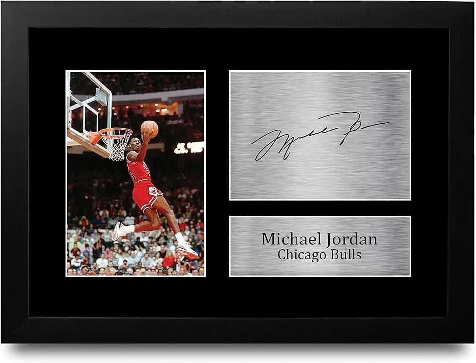 HWC Trading Michael Jordan A4 Gerahmte Signiert Gedruckt Autogramme Bild Druck-Fotoanzeige Geschenk Für Chicago Bulls Basketball-Fans