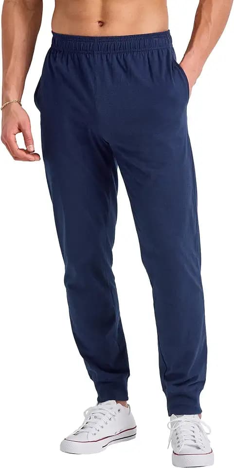 Hanes Men's Lightweight Cotton Jersey Cuffed Jogger Sweatpants with Drawstring and Pockets - 30.5"