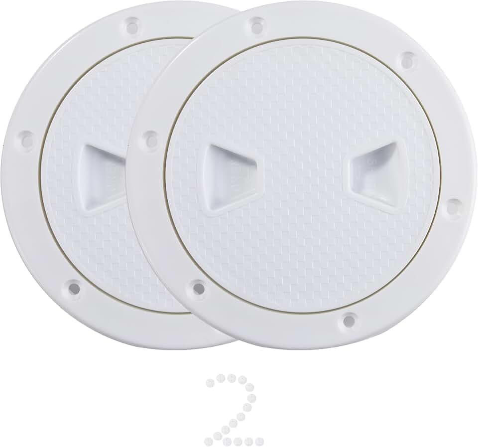 2 Pcs Boat Hatch, Marine Access Hatch for Marine Boat Yacht Kayak, Round Non Slip Boat Storage Hatch Lids, Inspection Hatch Deck Plate Hatch with Detachable Cover