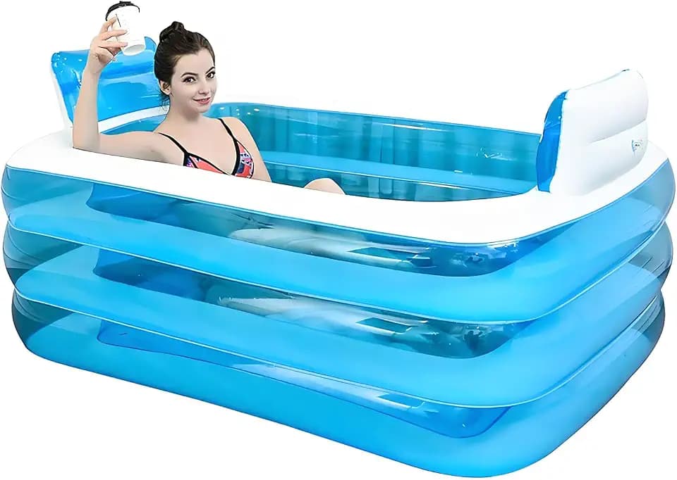 Aufblasbare Pools Spa Badewanne - Verdickte Erwachsene Strandbadewanne Barrel Doppelbadewanne Faltbare PVC+ Fußpumpe Schwimmbecken
