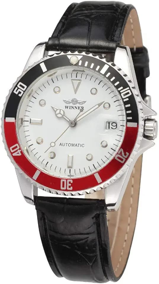 MASTOPMen's Automatic Mechanical Watches Leather Strap Calendar Waterproof Men Luxury Wristwatches