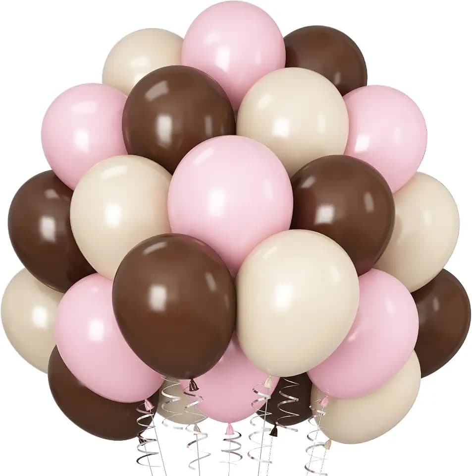 Pink Brown Balloons Coffee Brown Beige Balloon Bear Birthday Baby Shower