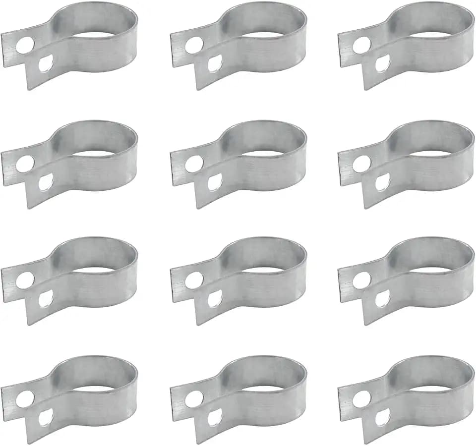 12 Pack Brace Bands Chain Link Fence, Galvanized Steel Chain Link Brace Band Use for 1-3/8" Outside Diameter Post/Pipe, Gate, Fences Panels
