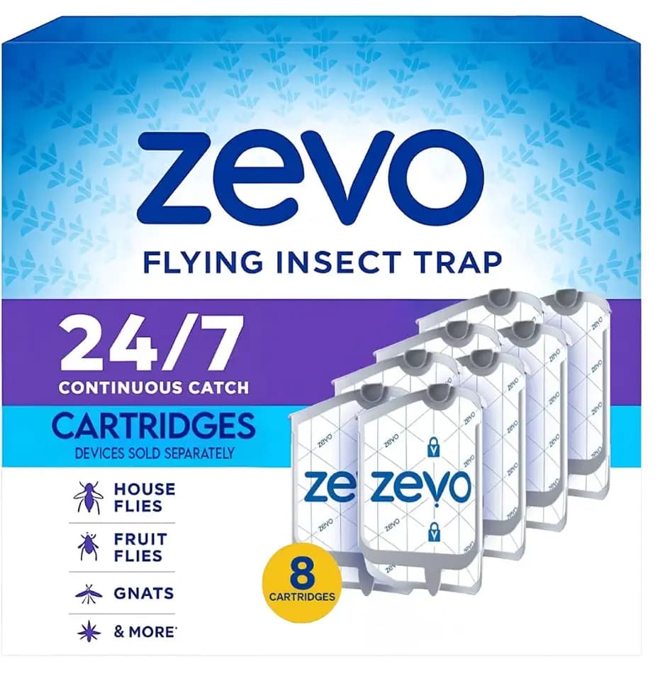Zevo Plug-in Flying Insect Trap Refill Pack, 8 Authentic Cartridges for Indoor Spaces
