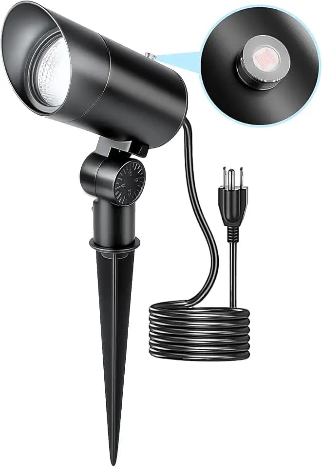 HIBOITEC 30W Spot Lights Outdoor Dusk to Dawn 120V Plug in Flag Pole Light 3000LM 5000K LED Waterproof Landscape Spotlight for Yard Garden Tree Statue, 5.9 FT Cord with Plug