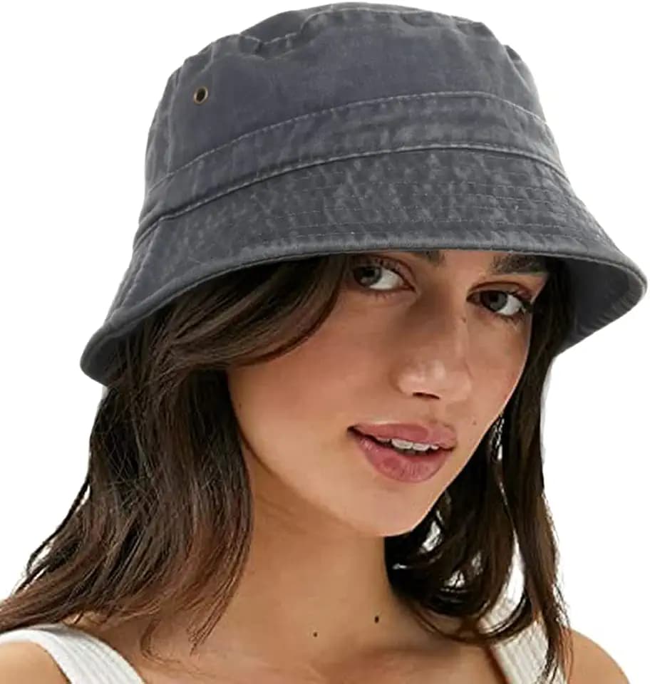 VECRY Damen Herren Denim Gewaschene Baumwolle Trendy Bucket Hat Damen Sommer Strand Sonnenhüte