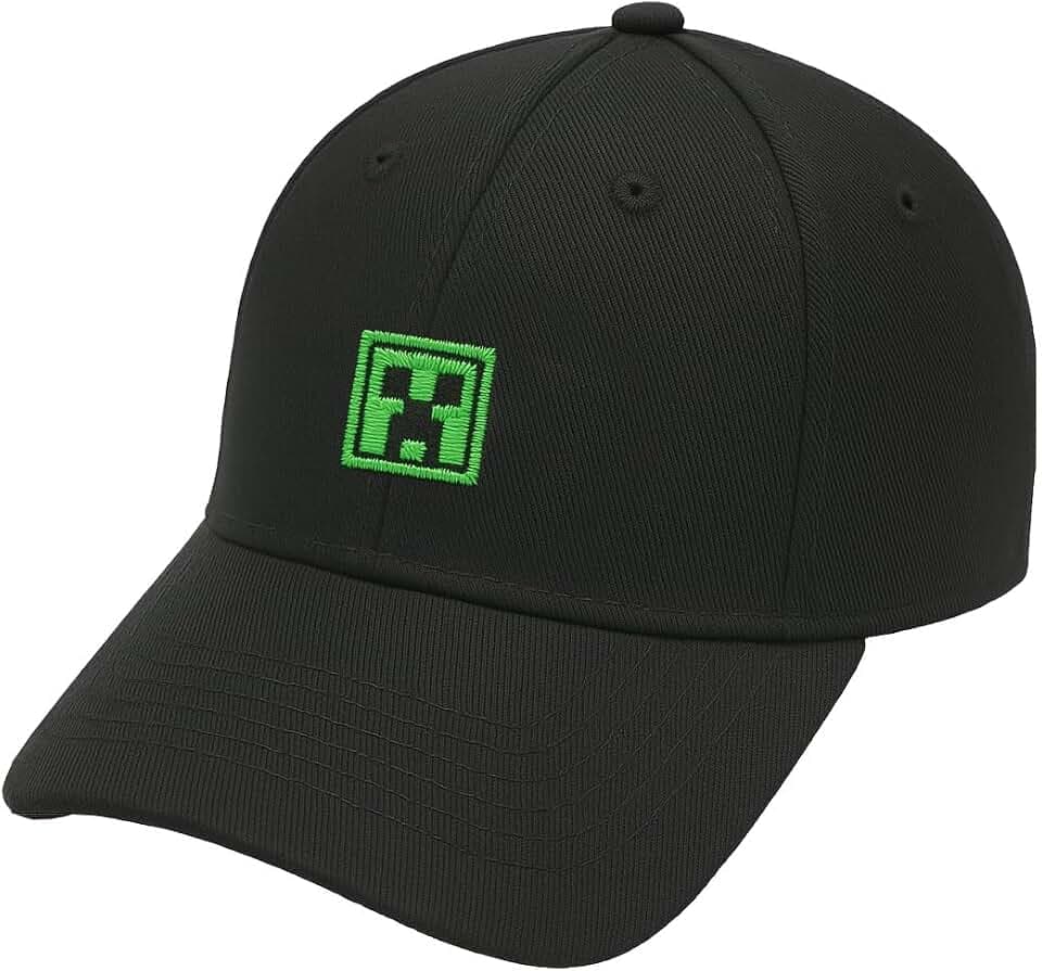 Bioworld Minecraft Creeper Baseball Cap schwarz mit grünem Logo verstellbar Snapback
