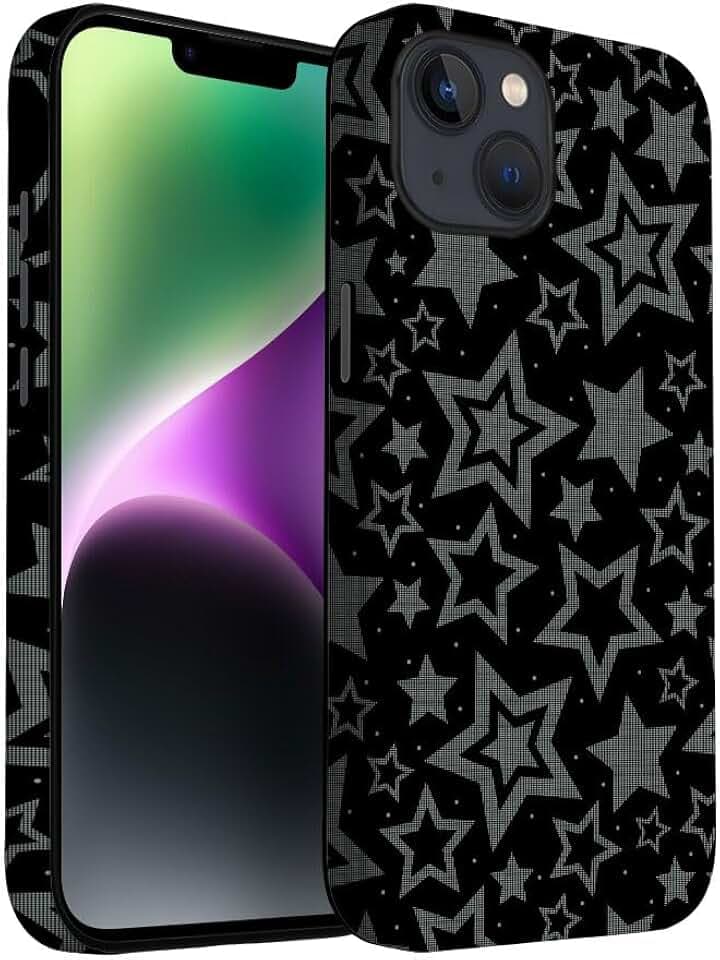 for iPhone 13/14 Case | Retro Gray Stars | Slim Drop Protection Design