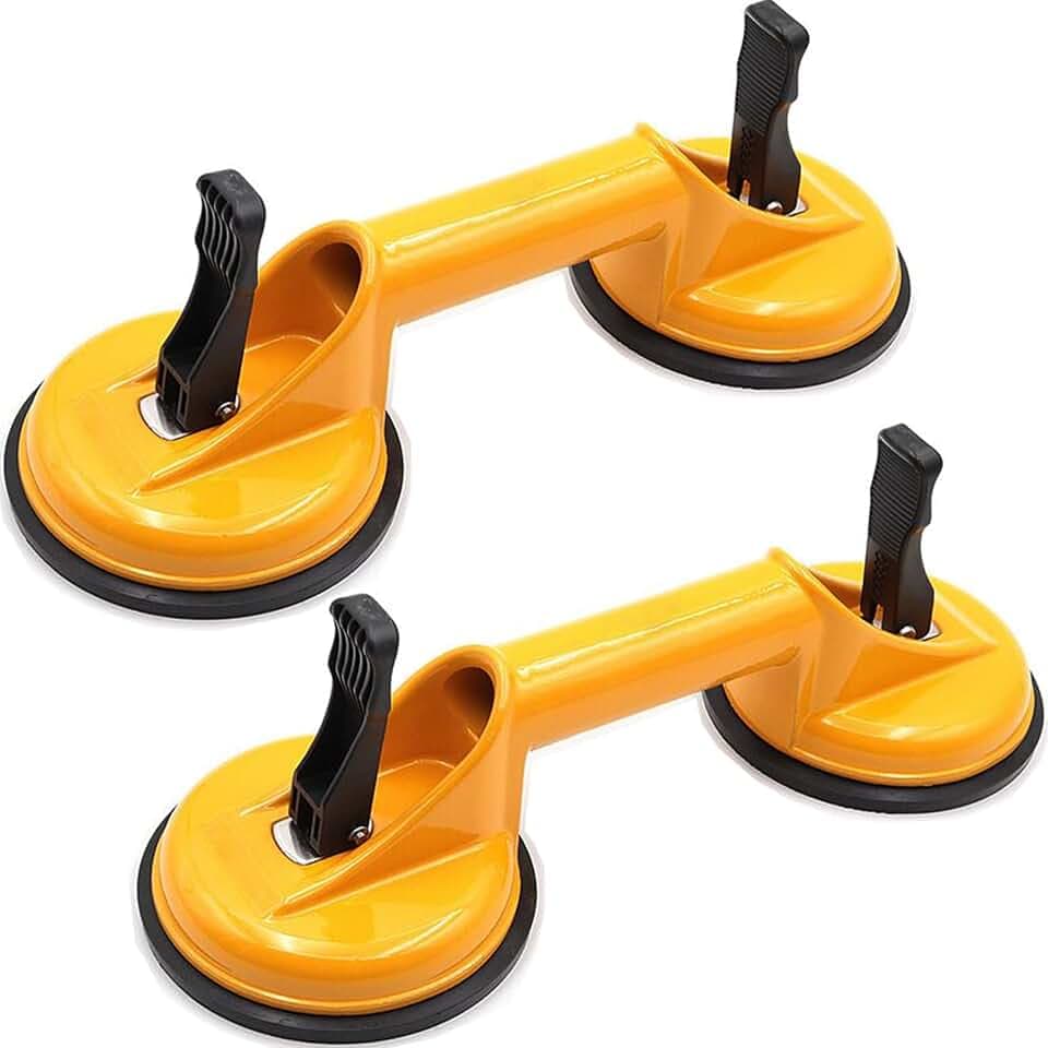 Saugheber Aluminium (Pack of 2), Vakuumheber Glassauger mit 100 kg Tragkraft Saugnapf Fliesen Suction Lifter zum Transport von Glas, Fliesen, Marmor, Sperrigen, Schweren Gegenständen etc