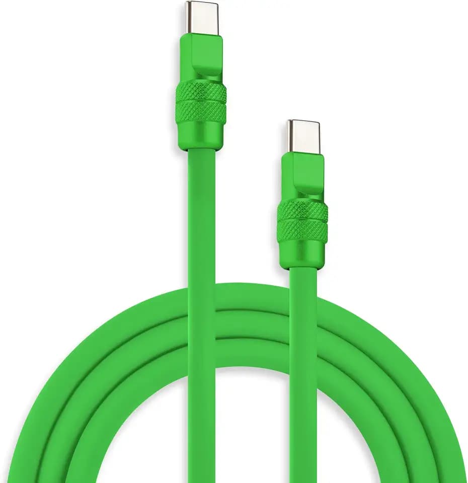 chubbycable USB C to C 240W Silicone Charging Cable, Green+Green, 8.2FT
