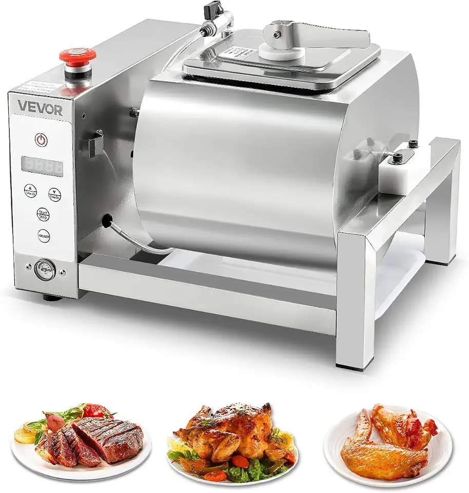 VEVOR Meat Tumbler Marinator, 10L Vacuum Tumbler Marinating Machine with Automatic Bidirectional Rotation, Stainless Steel Vacuum Curing Machine for Chicken Steak Pork, Home & Commercial Use