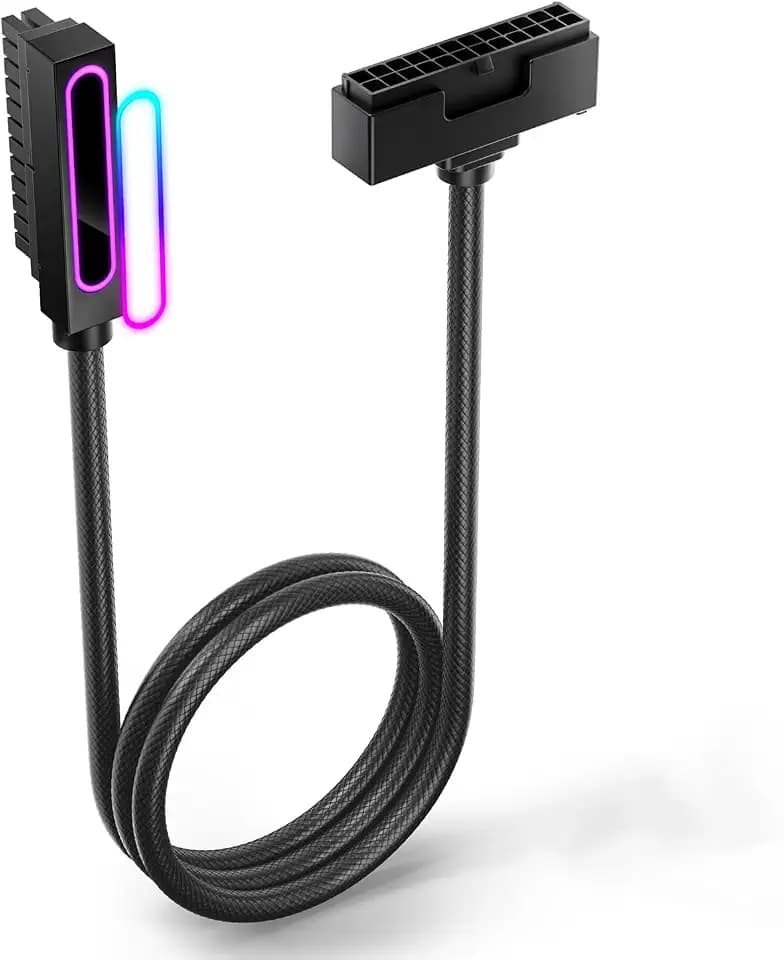 AsiaHorse Hydrus-24PIN PC PSU Extension Cable ARGB LED, Copper Wire Motherboard Power Extension Cable Integrated Design, 2000W Power (Whole Set), PC Power Cord for Cable Management-Left Out