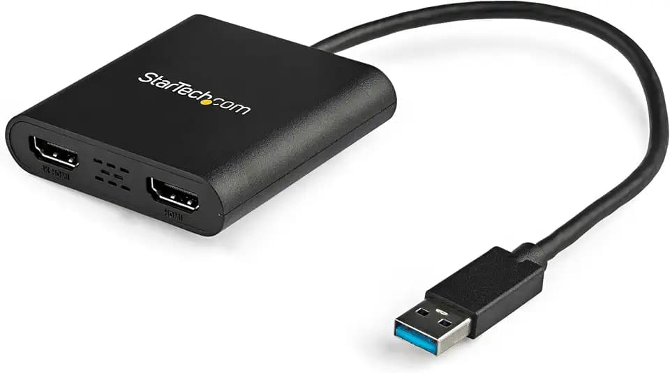 StarTech USB-A 3.0 auf Dual HDMI Adapter für Windows, Dual HDMI USB Bildschirm Konverter, 4K 30Hz und 1080p 60Hz, Mehrbildschirm-Modus: Erweitern oder Spiegeln