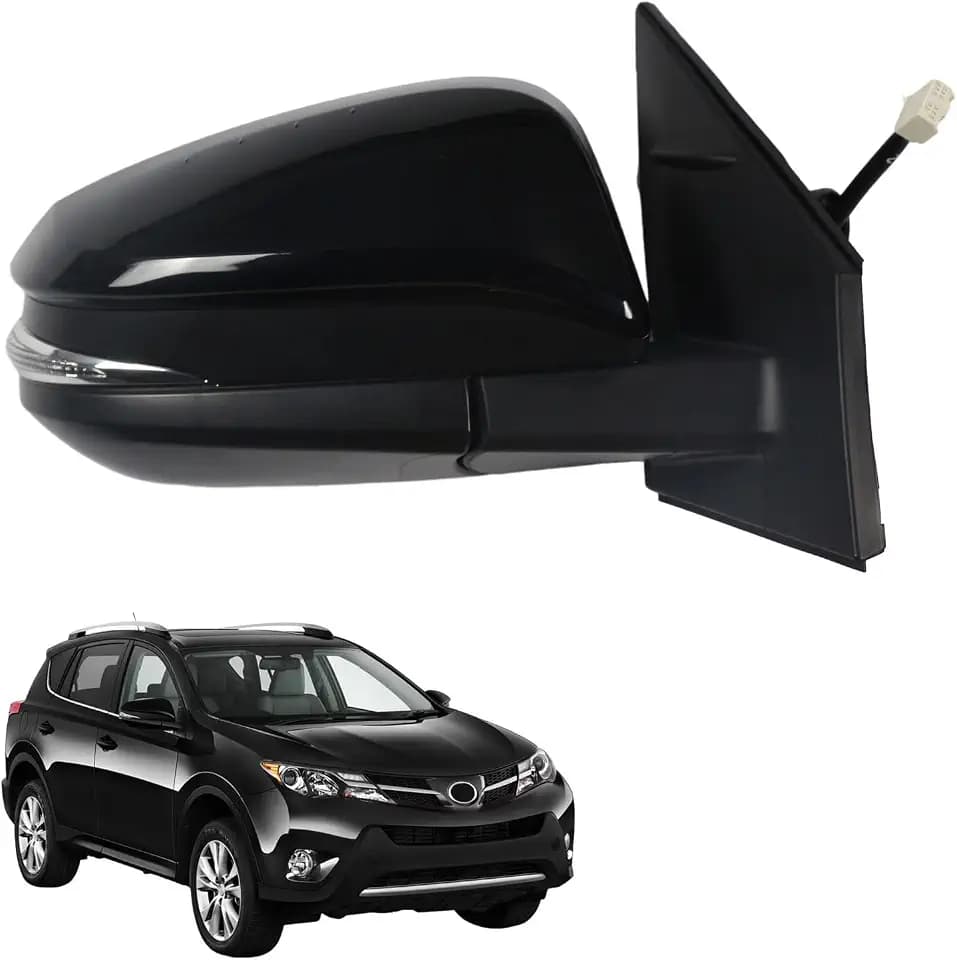 for Toyota RAV4 2013 2014 2015 Side Mirror Assembly Passenger Side BLACK 8 Pins for Toyota RAV4 Accessories| POWER+HEAT+Turn Signal +BSM Replaces TO1320311(RH)