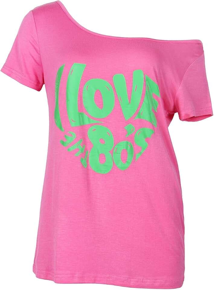 Smile Fish Womens 80s Fancy Dress Top I Love 80s Casual Oversized Ladies Retro Parties T Shirt Top