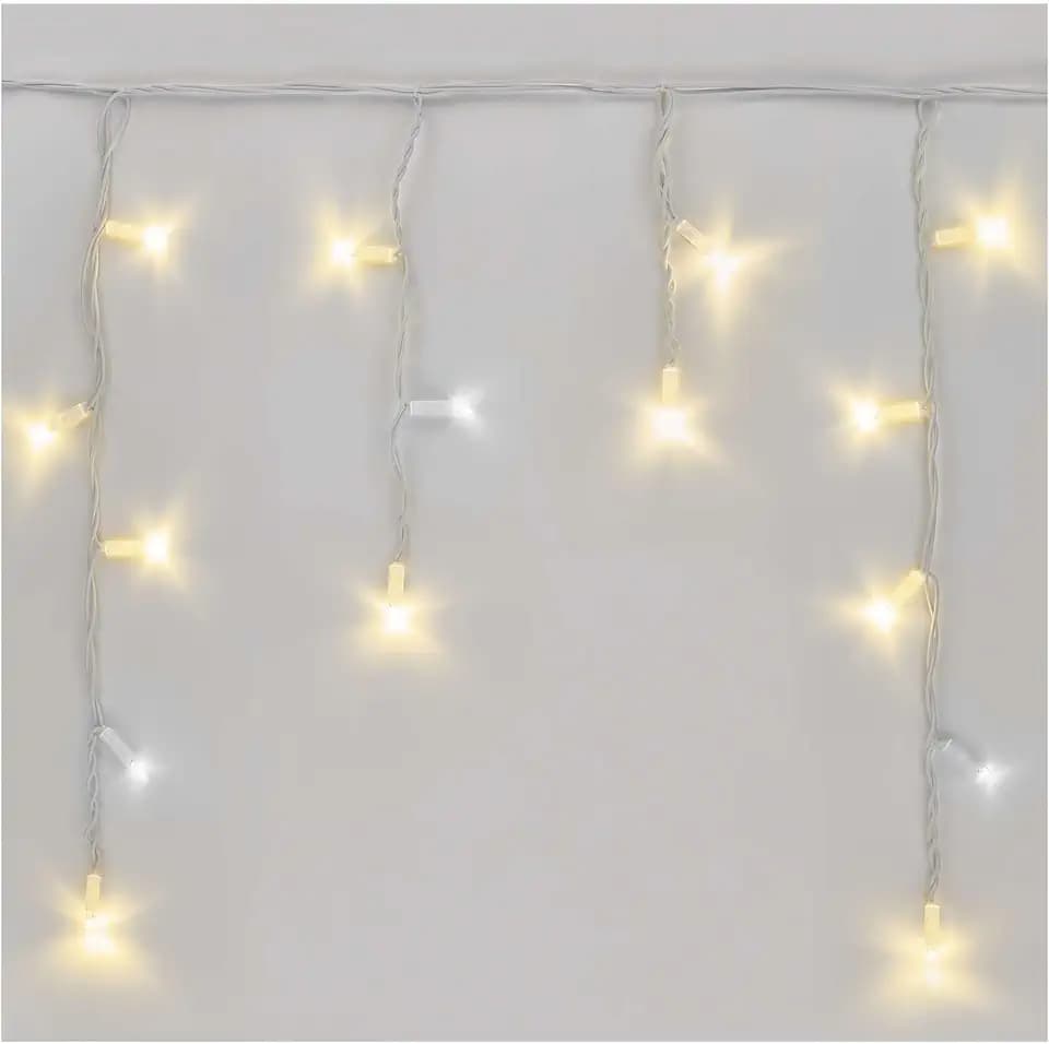 EMOS Connect System 3m Eisregen Lichterkette Profi, Weihnachtslichterkette 50 LEDs, Erweiterungsteil C (ohne Anschlusskabel und Adapter), IP44 für Innen und Außen, 2farbige Lichteffekte, weiß