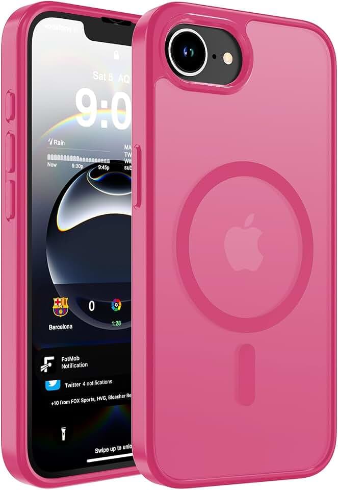 WRJ Magnetic Matte Case for iPhone 17e/iPhone 16e 6.1-Inch,Hot Pink