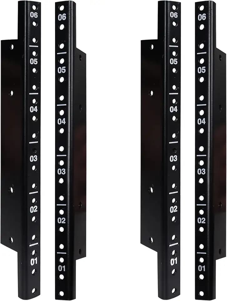 Sound Town 4-Pack 6U Steel Rack Rails with Black Powder Coated Finish and Screws (ST-RR-06UX2)
