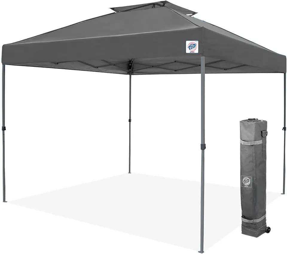 E-Z UP Patriot ONE-UP Technology Vented Shelter, 10' x 10', Steel Grey