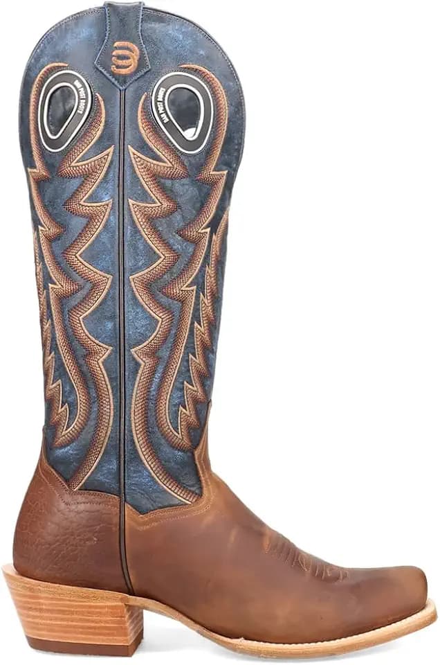Dan Post Boots Mens Bucky Embroidered Pull On Square Toe Casual Boots Knee High - Blue, Brown