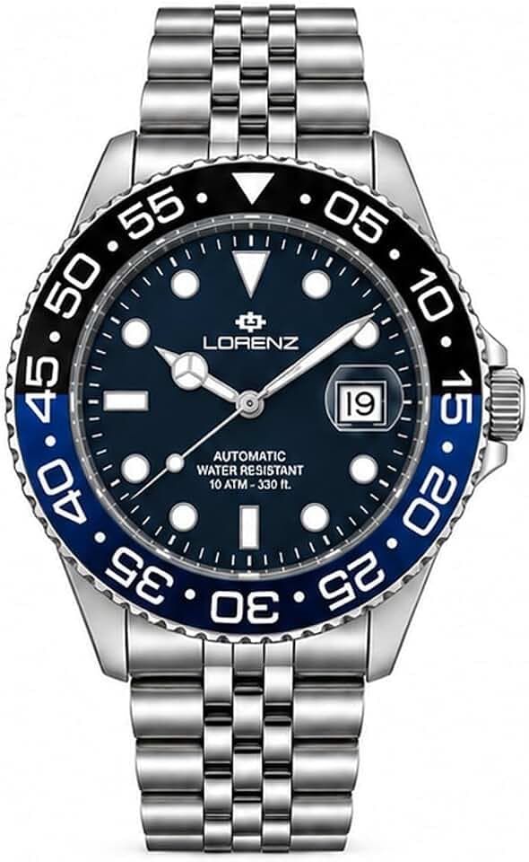 Lorenz Blue Edition Automatic 28196CC Herrenuhr Automatik Edelstahl Taucher 100 Meter, blau, Modern