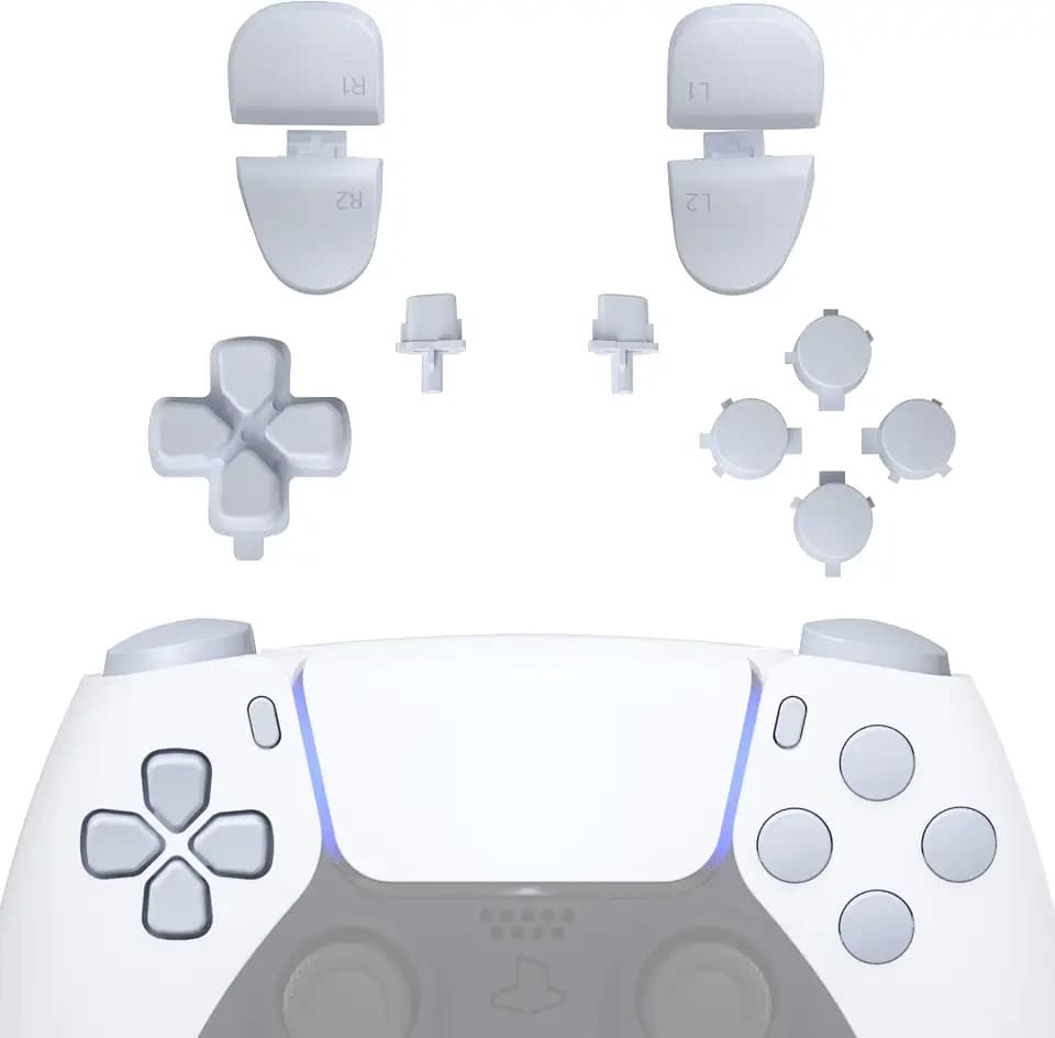 eXtremeRate Ersatz Tasten Set für ps5 Controller BDM-030/040/050/060, DIY-Ersatzknöpfe D-Pad Trigger Buttons Option/Share Knopf Aktionstasten Ersatzteil Zubehör für ps5 Controller–Original Weiß