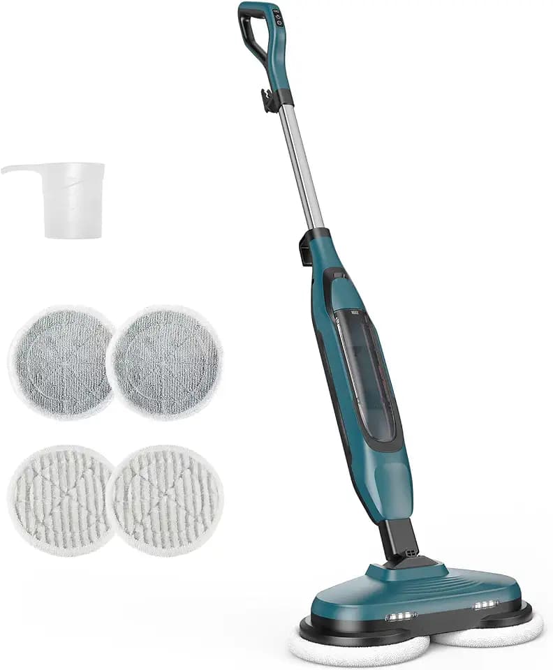 OLIXIS Steam Mop, All-in-One Scrubbing Steam Mops for Floor Cleaning with Rotating Pads, Floor Steamer with 2 LED Lights, 4 Cleaning Modes, Swivel Steering, 16.4 FT Cord, Safe for Hardwood and Tile