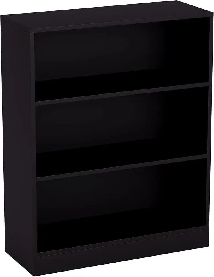 Vida Designs Cambridge Bücherregal mit 3 Ebenen, niedrig, schwarz, Holz-Regaleinheit für Büro, Wohnzimmermöbel