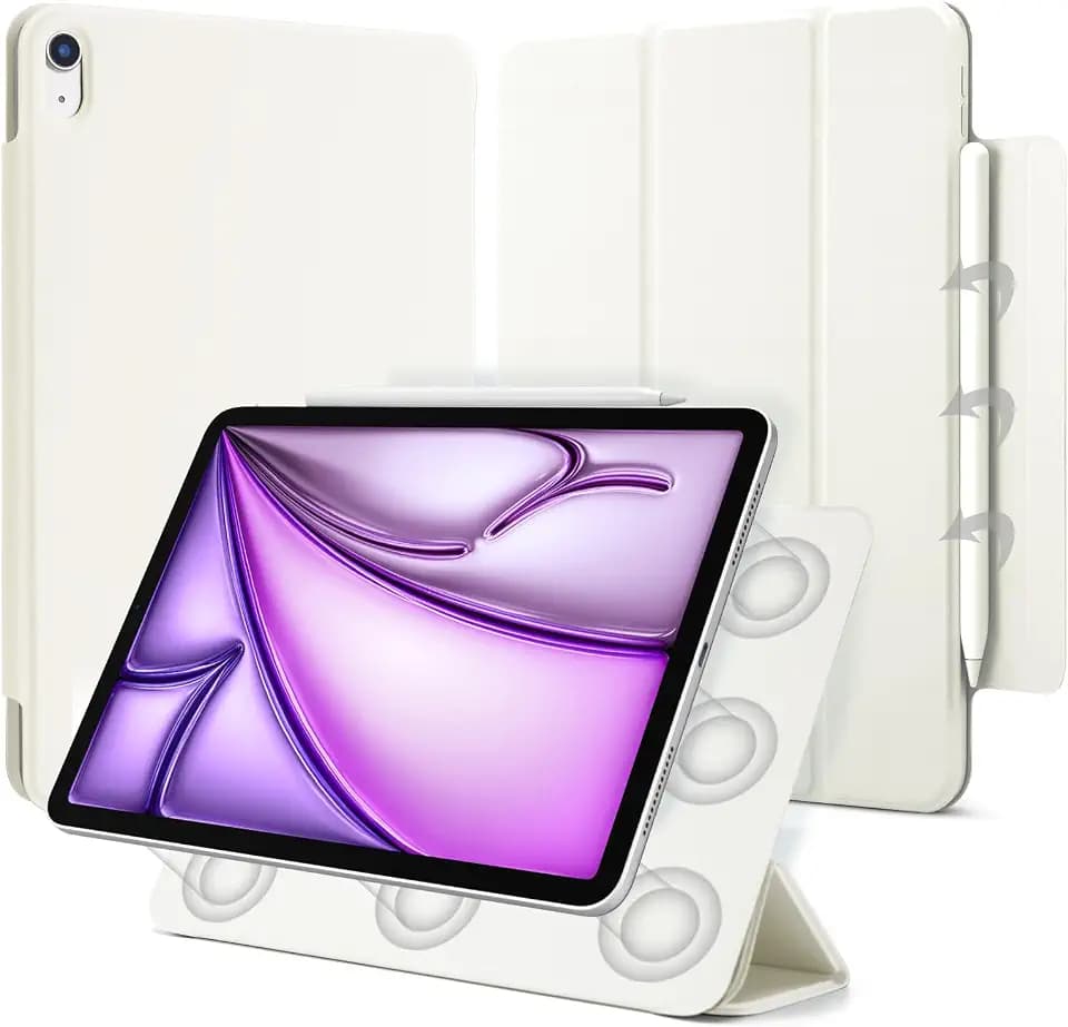 Magnetic Case for iPad Air 13" M4/M3/M2, 2026/2025/2024, White