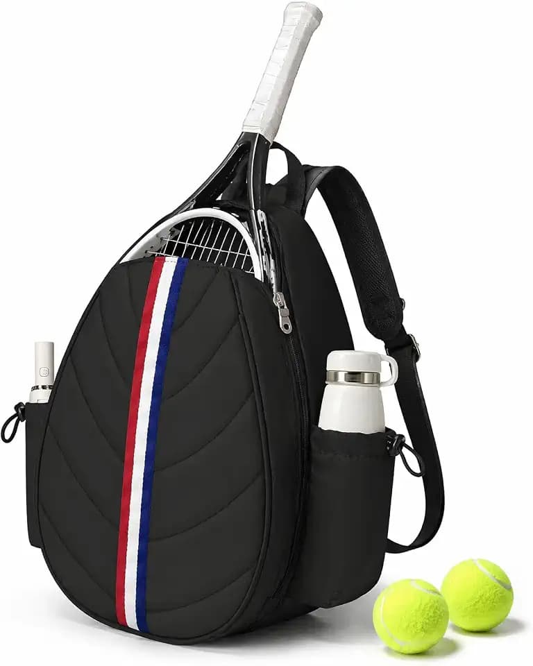 Tennis Bag, Water Resistant Tennis Backpack for Women Men, Quilted Crossbody Sling Design for Tennis, Pickleball, Badminton Rackets