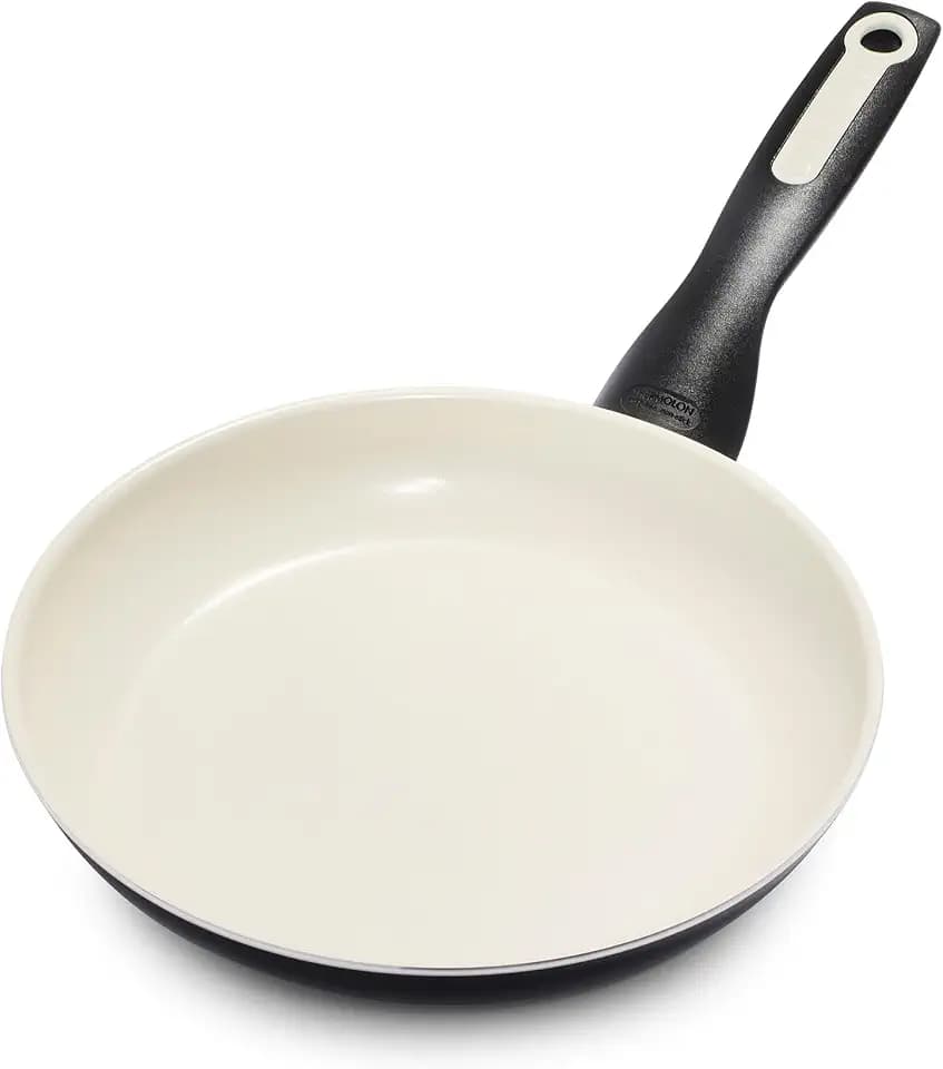 GreenPan Rio Gesunde Antihaft-Keramik Bratpfanne 18 cm, PFAS-frei, Stay-Cool-Griff, Backofenfest bis 160°C, Spülmaschinenfest, Schwarz & Crème
