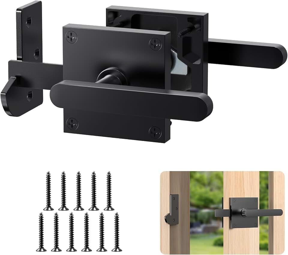 Double Sided Gate Latch, Heavy Duty Gate Latch for Wooden Fence