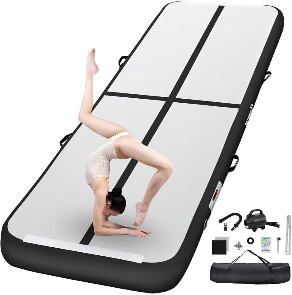 FBSPORT Airtrack Matte,10/20cm Hoch Verdicken 2/3/4/5/6 M Tumbling Matte,Gymnastikmatte mit Luftpumpe,Trainingsmatte mit Tragetasche,Turnmatte für Zuhause, Outdoor,Yoga, Übungsgymnastik usw