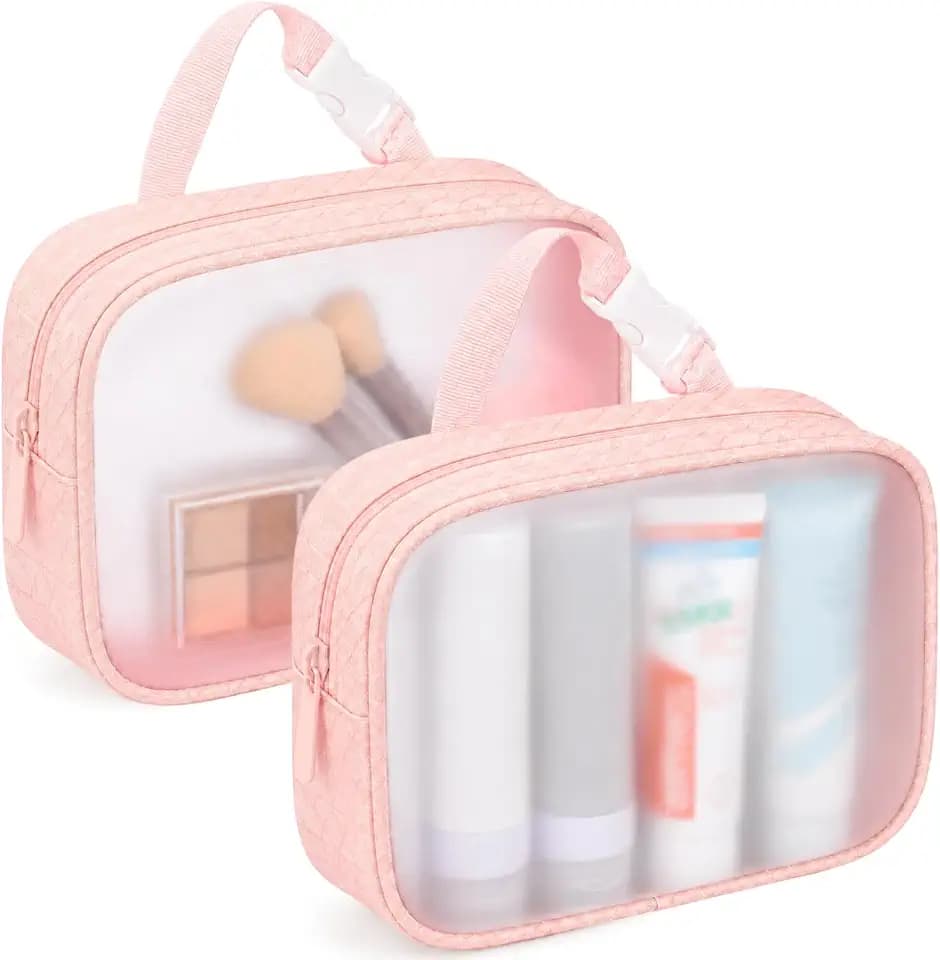 PACKISM TPU Clear Makeup Bag - Frosted TSA Approved Toiletry Bag, 2 Pack