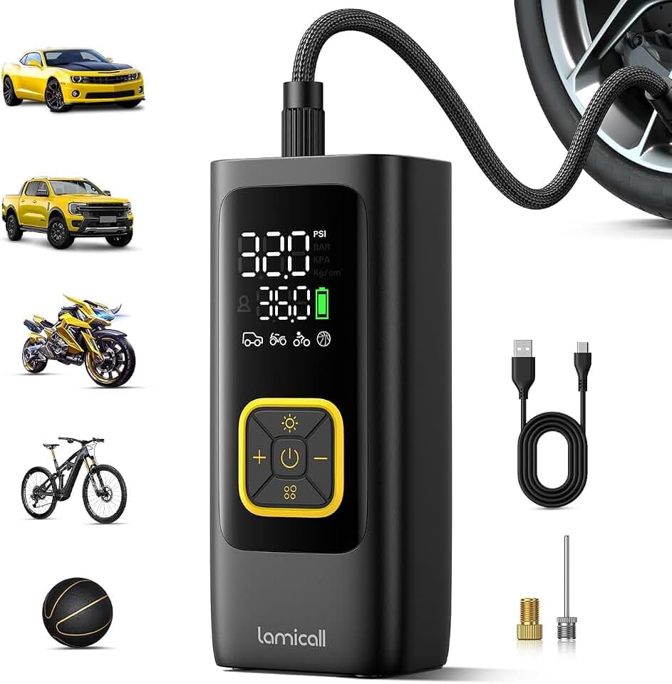 Lamicall Elektrische Luftpumpe Fahrrad, Akku Fahrradpumpe, 150PSI Pumpe