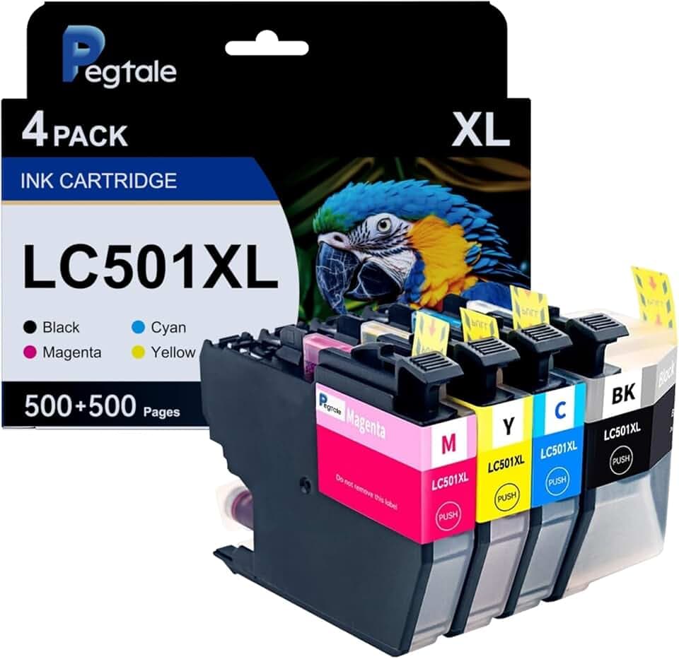 LC501XL LC501 Ink Cartridges High Yield Compatible LC 501, 4 Pack