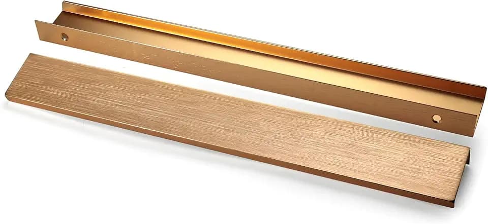 Finger Edge Cabinet Pulls (8, Brushed Gold, 300mm/11.82inch)