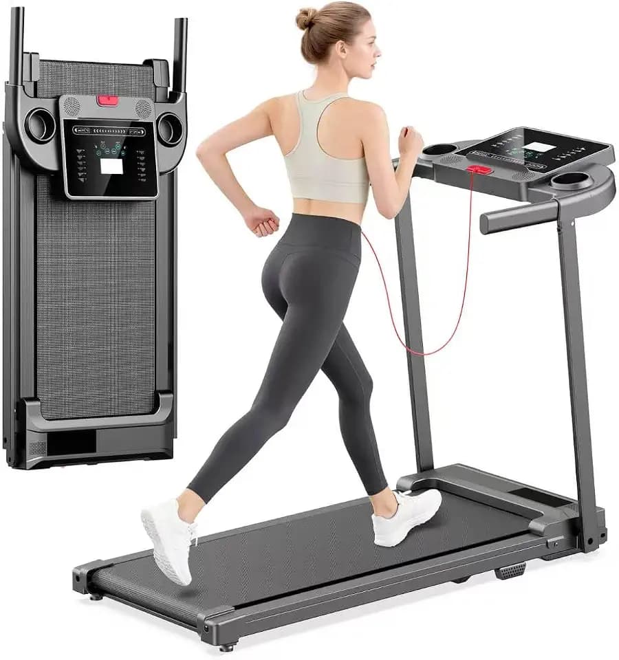 Treadmills for Home Walking Pad Machine- Foldable Compact Treadmill with Handle Bar Portable Small Caminadora for Running Jogging Gym Electrica Folding Tred Mills Motor & LED Dispay Pcrignbm
