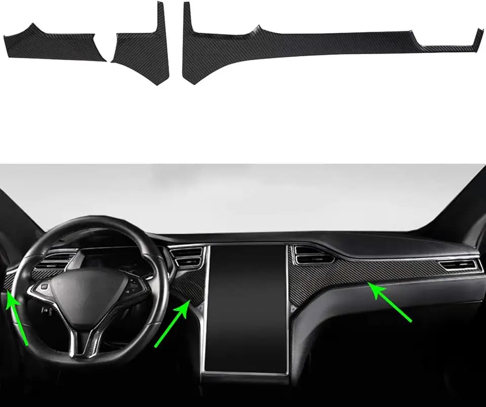 OUBOLUN ABS Carbon Fiber Center Console Trim For Tesla Model S X 2014-2020