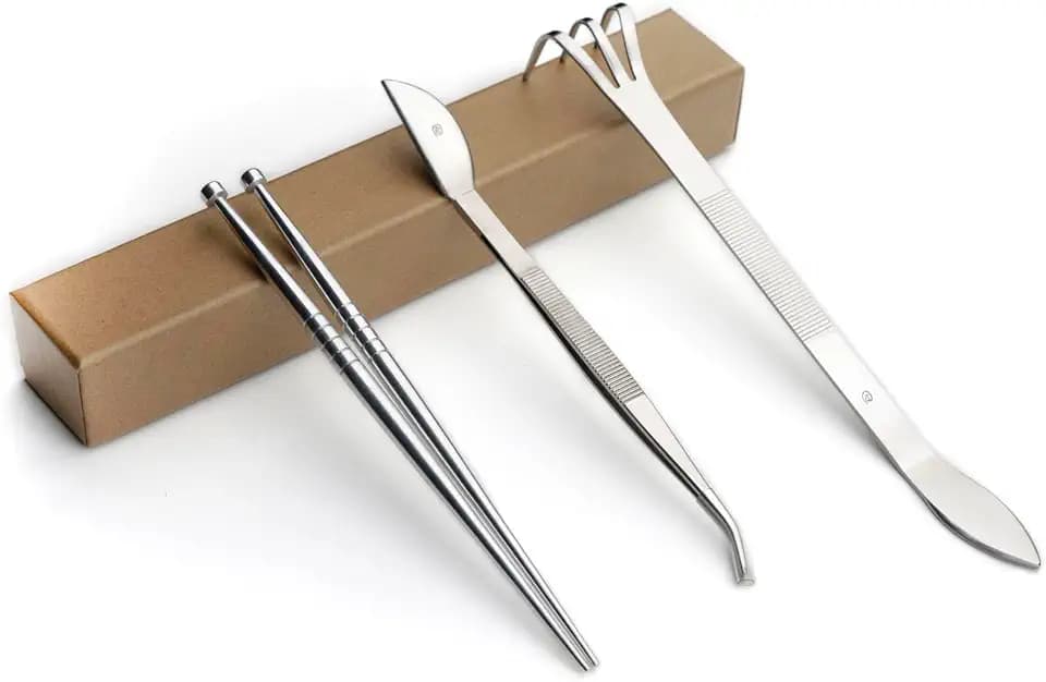 Bonsai Tools 3-Piece Alloy Steel Root Rake Hook Tweerzers Set (NBKG-01)