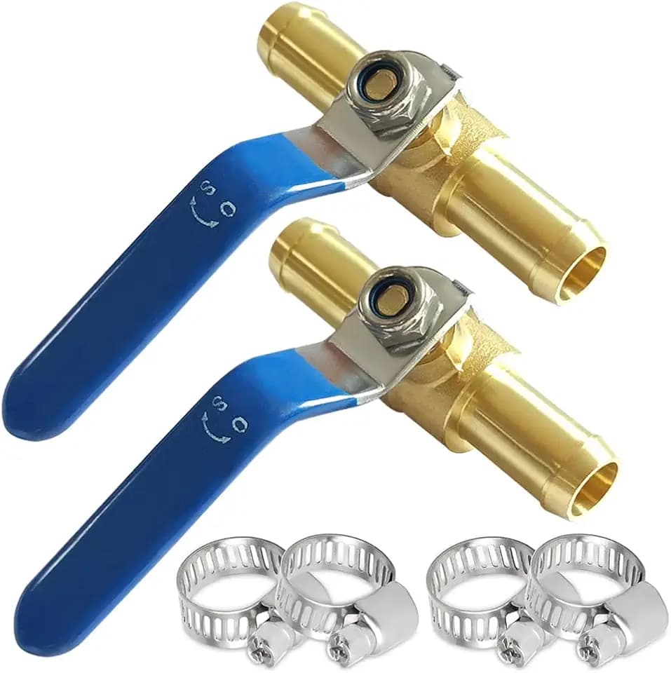 Uenede Brass 1" Hose Barb Ball Valve, 2PCS