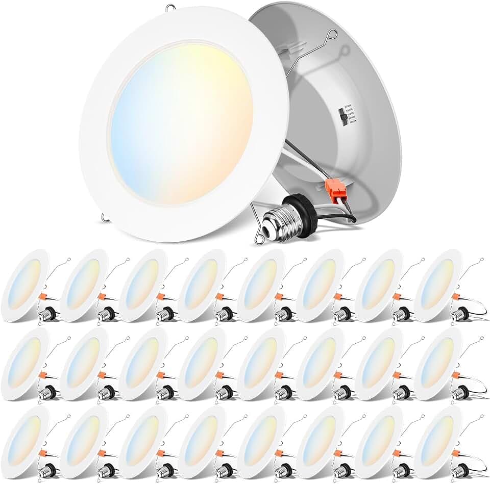 ANWIO Recessed Lighting 5/6 Inch, 24 Pack 5CCT Flat LED Can Lights, White