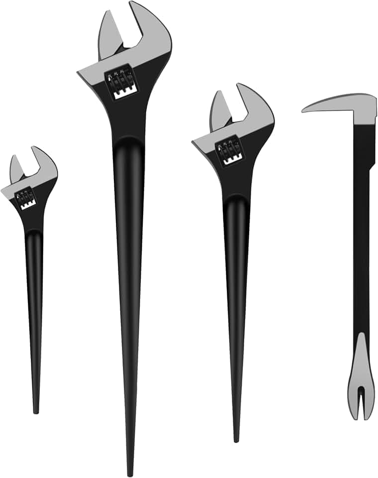 C&T Adjustable Spud Wrench and Pry Bar Set,10In,12In,16In, Spud Wrench Set
