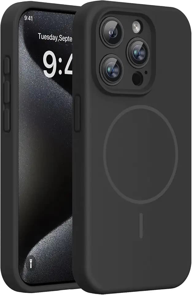 Miracase Silicone & Magnetic for iPhone 15 Pro Case, Black