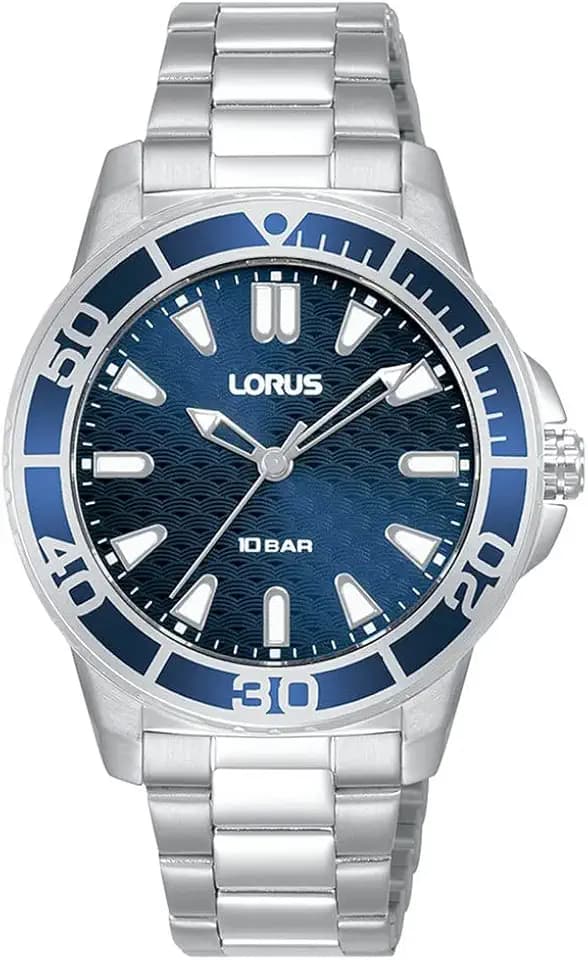 LORUS Damen Analog Quarz Uhr mit Metall Armband,Silberblau