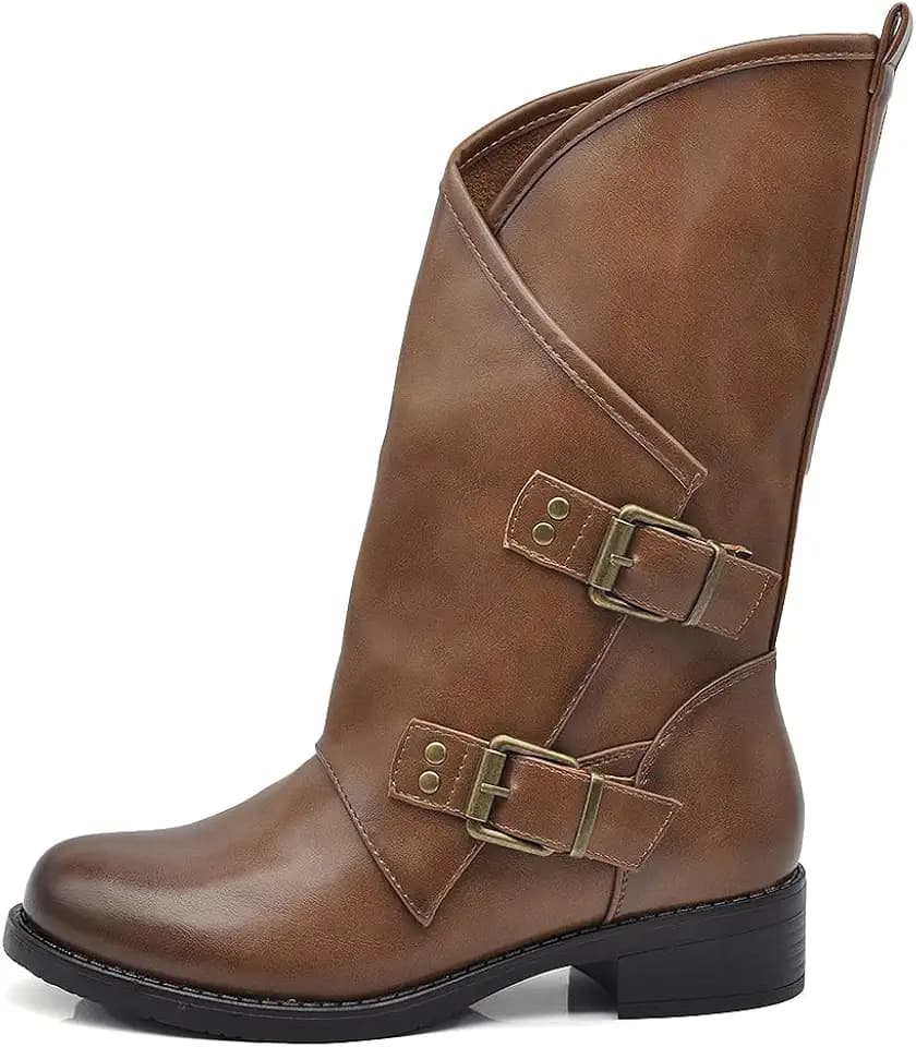 IF Fashion Damenschuhe Stiefel Biker Schnallen 337