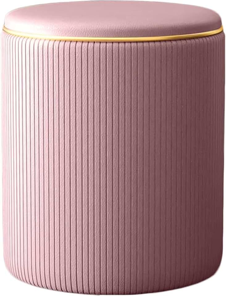 Shally Dogan Sitzhocker mit Aufbewahrungsbox, Bezug aus Strukturiertem Kunstleder, Fußstütze, Stuhl mit gepolsterter Sitzfläche, für Inneneinrichtung, Küche, Wohnzimmer, Schlafzimmer (Pink)