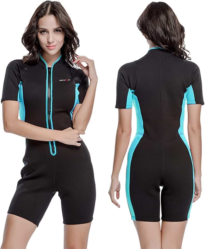 Neoprenanzug 2mm Frauen Reißverschluss vorne Neopren Kurzarm Neoprenanzüge, zum Surfen, Schwimmen, Schnorcheln