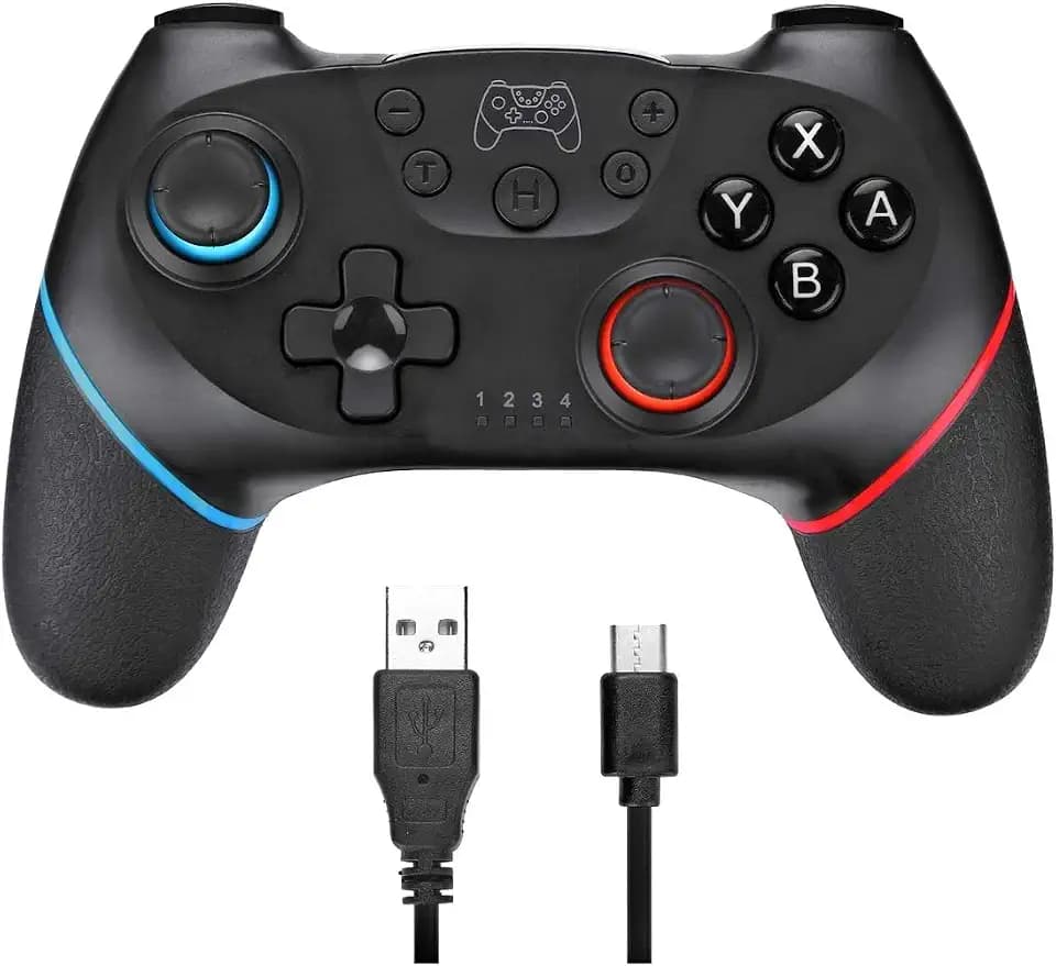 CHEREEKI Controller für Nintendo Switch, Wireless Gamepad Joystick für Switch mit Dual Shock Vibration und Turbo Funktion Achsen Gyroskop Gaming Controller, Blau&Rot