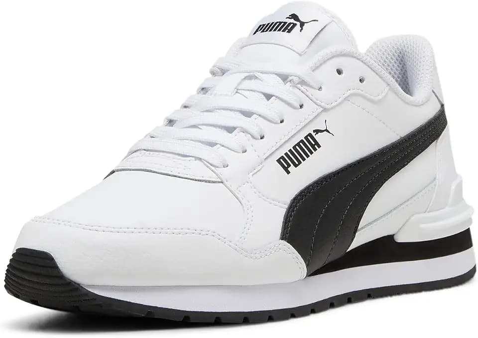 Puma Unisex-Child ST Runner, Puma White-Puma Black-Cast Iron, Big Kid 4.5